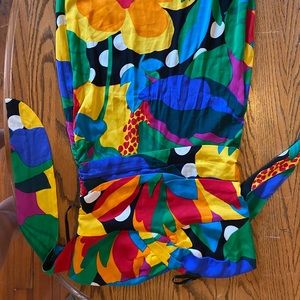 Vintage Diane Von furstenburg strapless dress with bold print